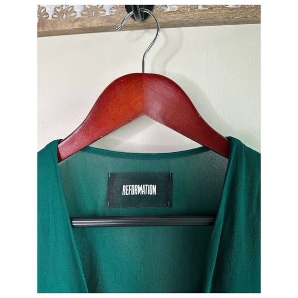 Reformation Milan Carnation Emerald Green Maxi Wrap Dress - Picture 6 of 10